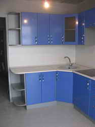 Кухня на заказ с фасадами из Пленка  Синий металлик