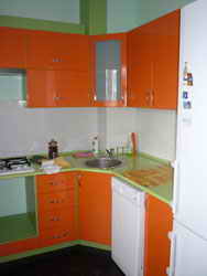 Кухня на заказ с фасадами из Пленка  Оранжевый металлик
